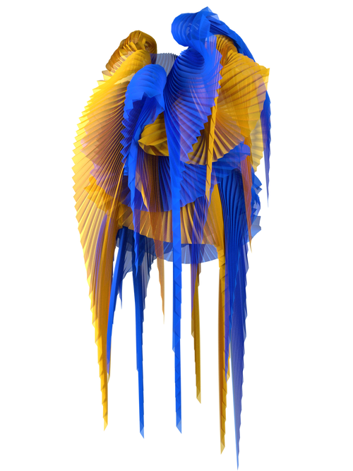 Pleated wings yellow/blue