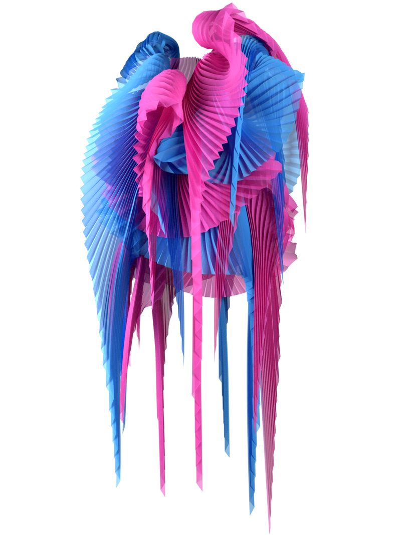 Pleated wings pink/blue