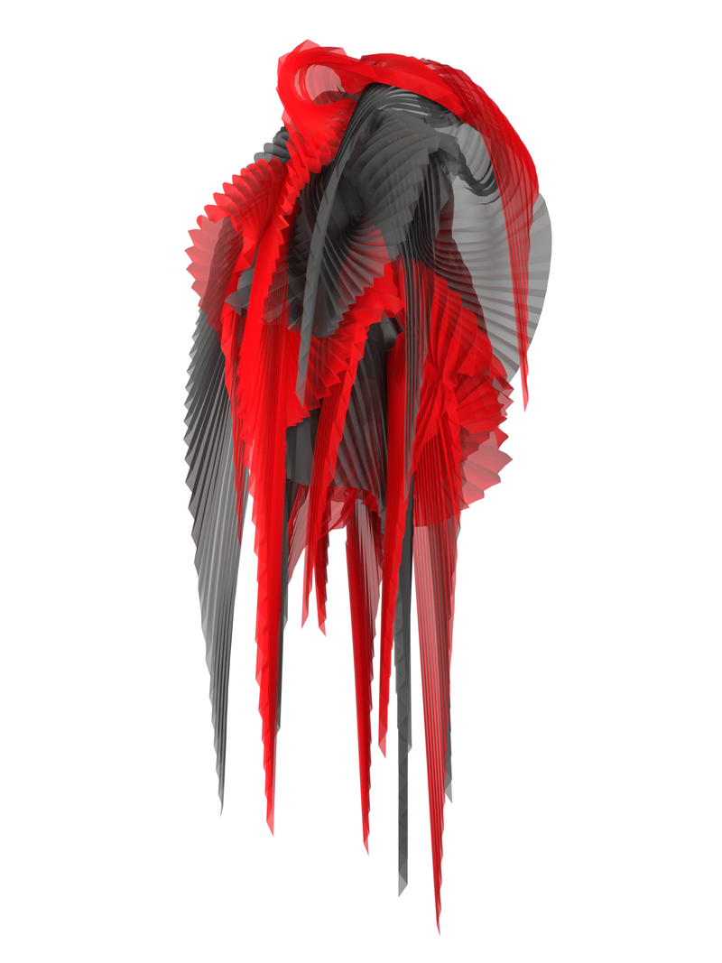 Pleated wings red/black