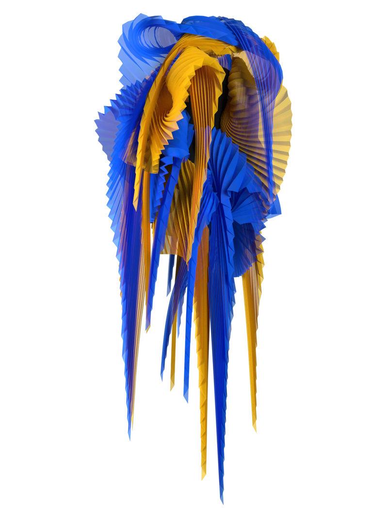 Pleated wings yellow/blue