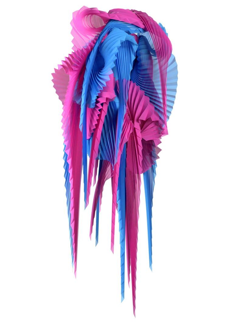 Pleated wings pink/blue