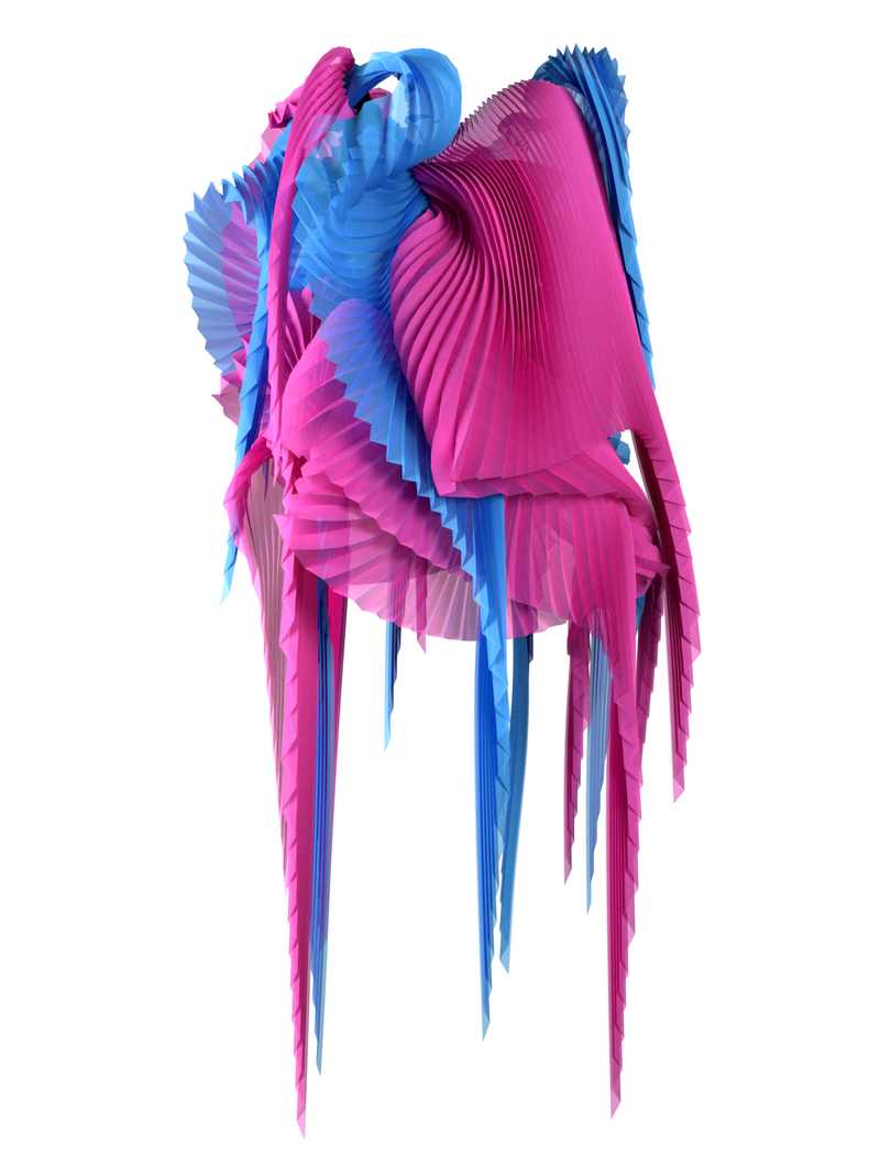 Pleated wings pink/blue