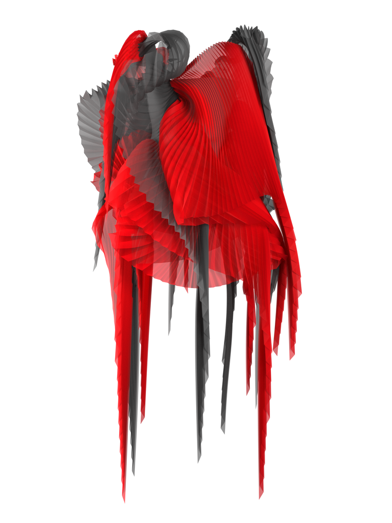 Pleated wings red/black