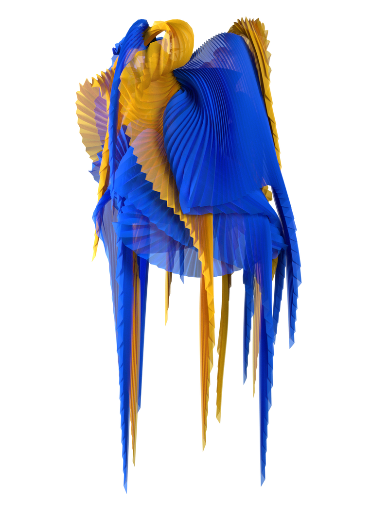 Pleated wings yellow/blue