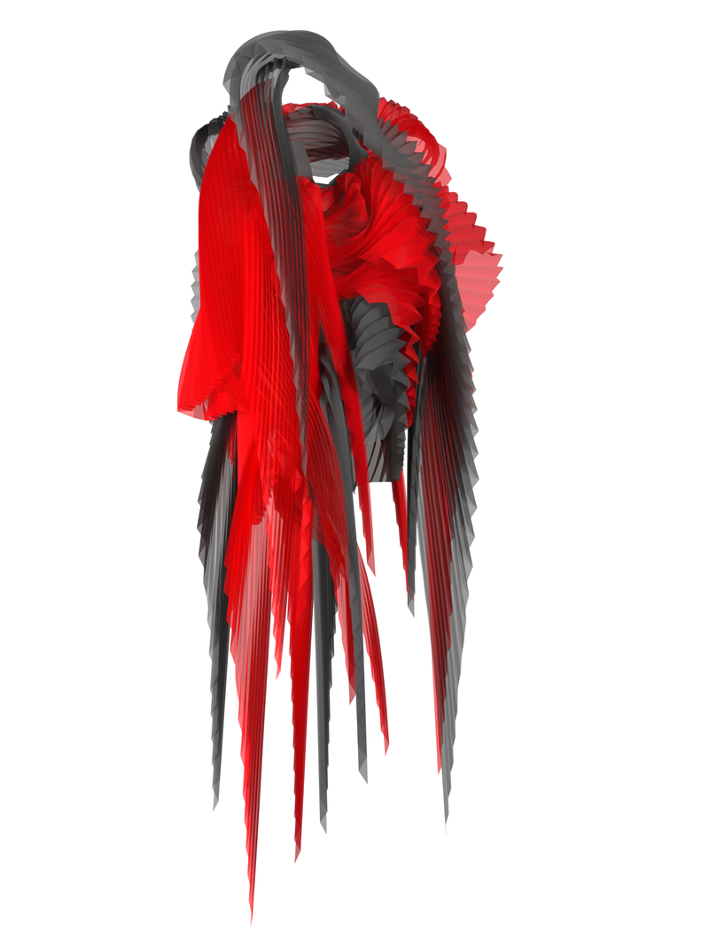 Pleated wings red/black