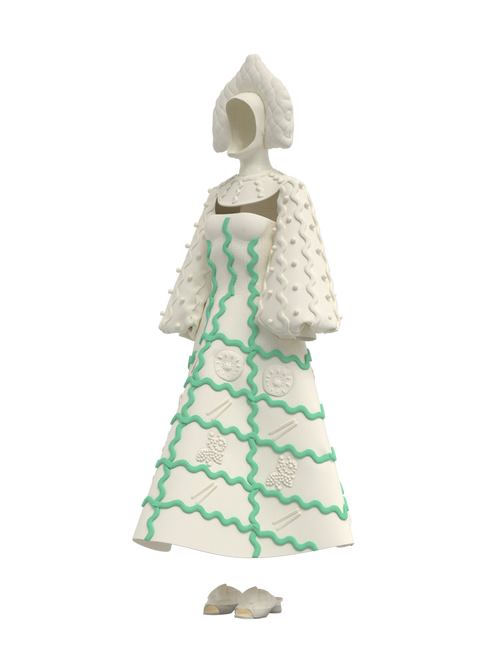 Dress with green zigzag