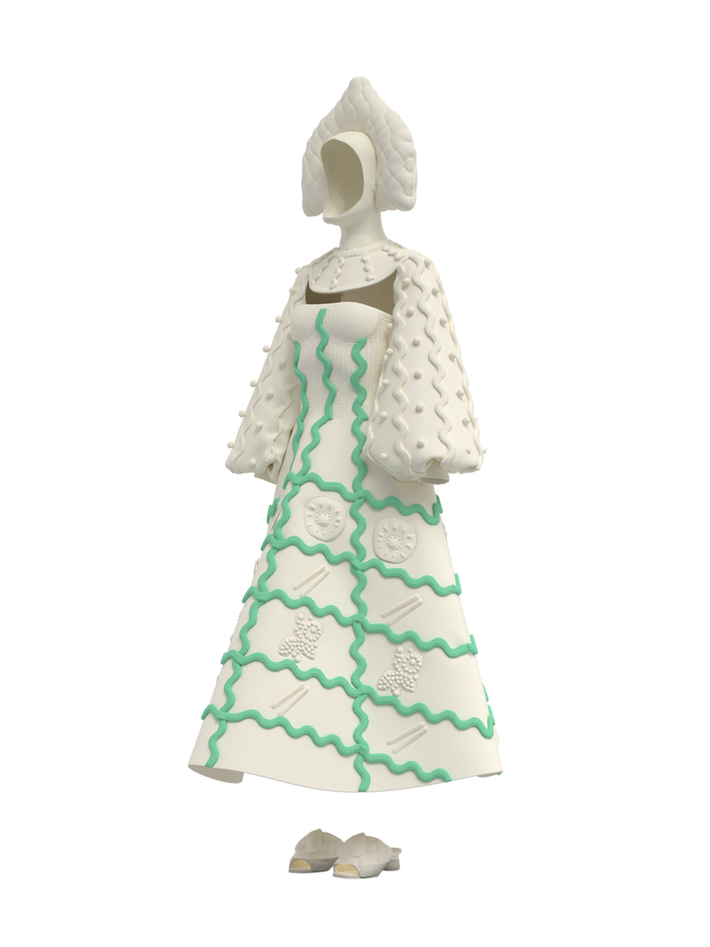 Dress with green zigzag