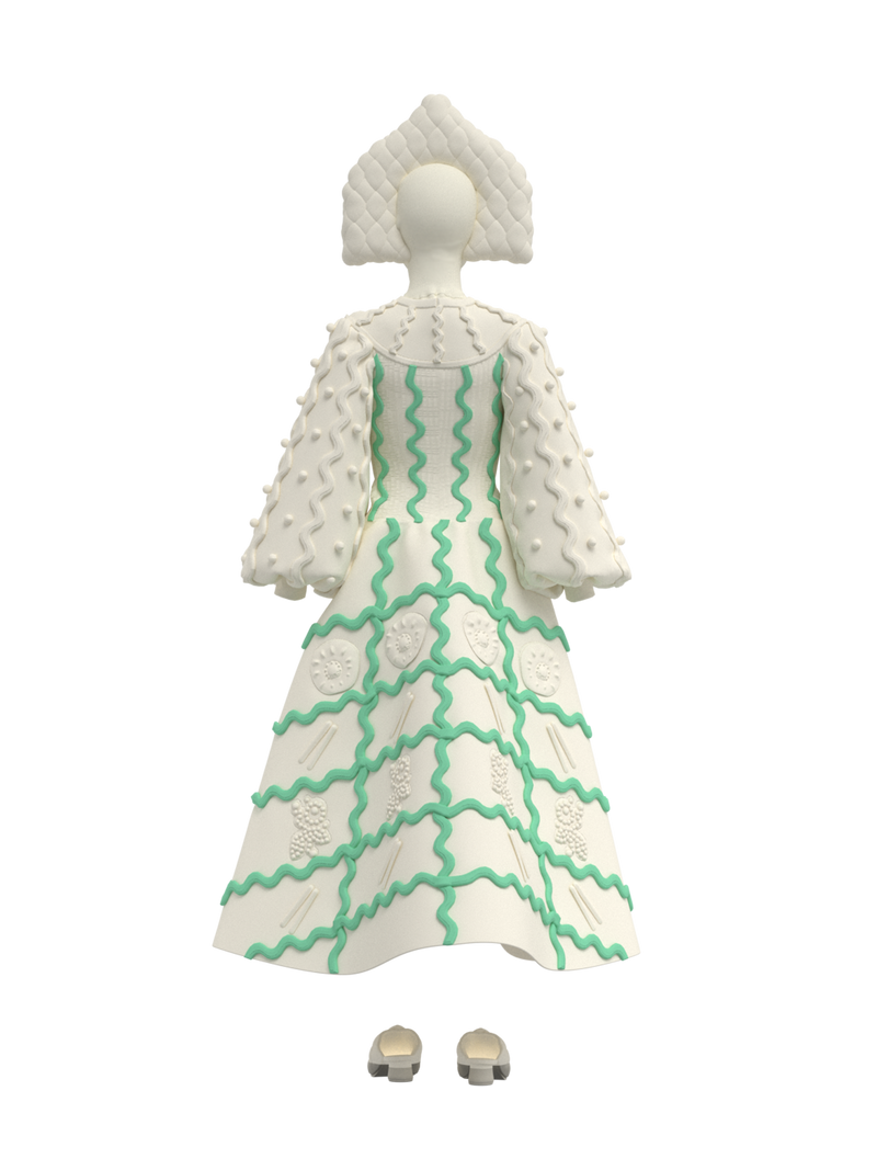 Dress with green zigzag