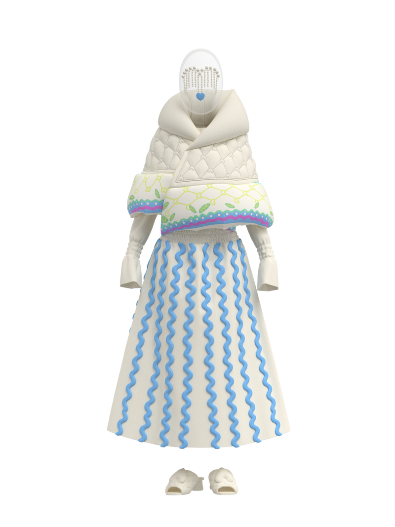 Dress with blue zigzag