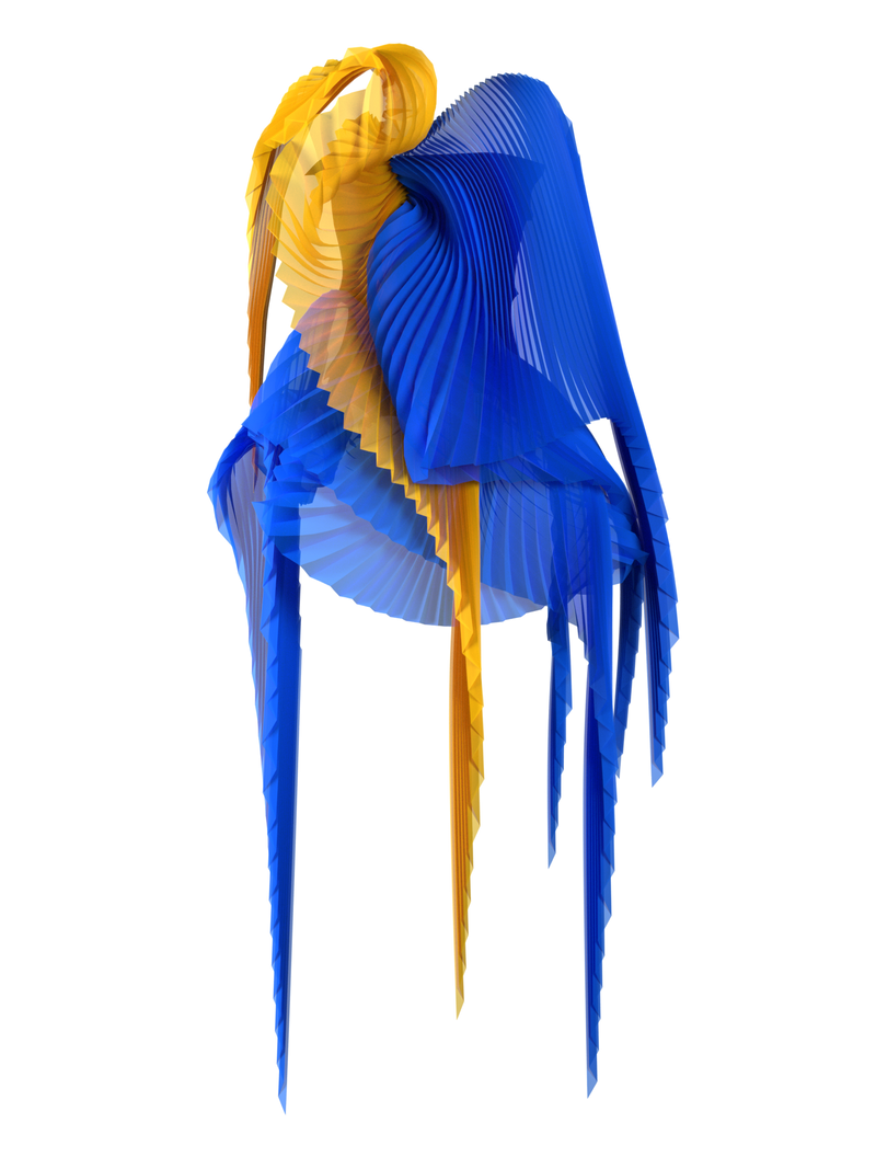 Pleated wings yellow/blue