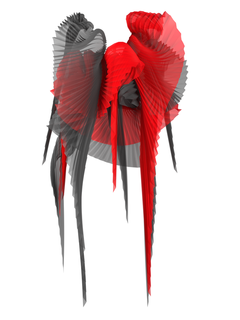 Pleated wings red/black