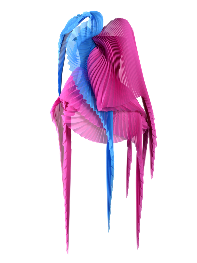 Pleated wings pink/blue