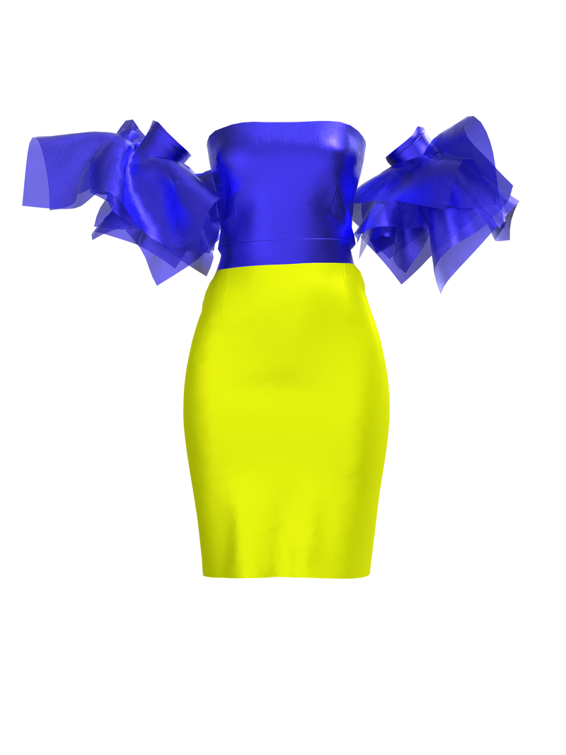 Laura Daili: Blue Yellow Fashion Fighter Dress