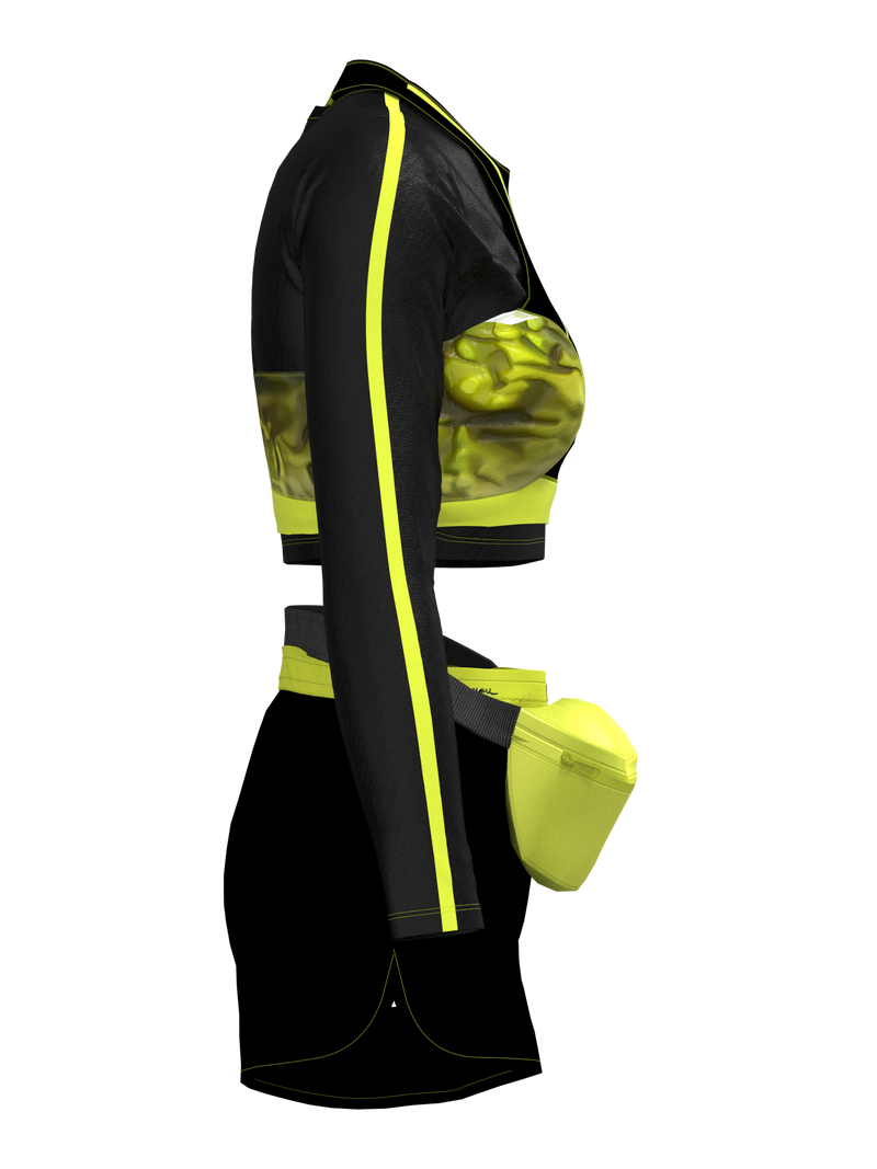 two-piece sport wear with shorts & banana bag