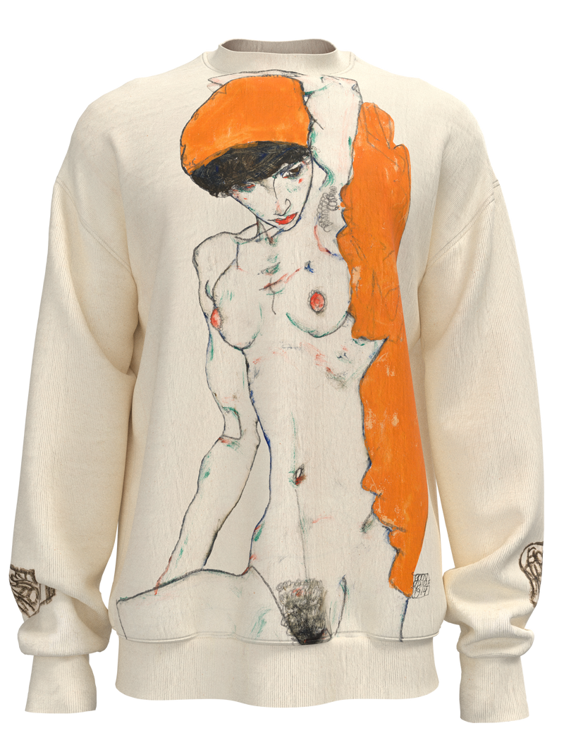 Sweatshirt - Standing Nude with Orange Drapery