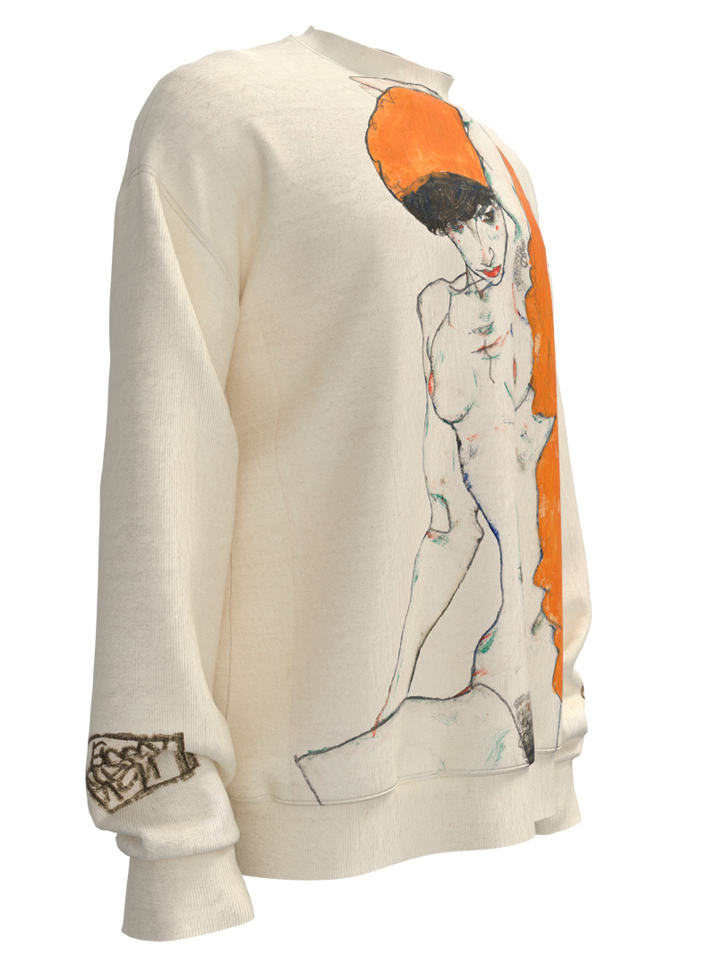 Sweatshirt - Standing Nude with Orange Drapery