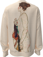 Sweatshirt - Standing Nude woman with a Patterned Robe