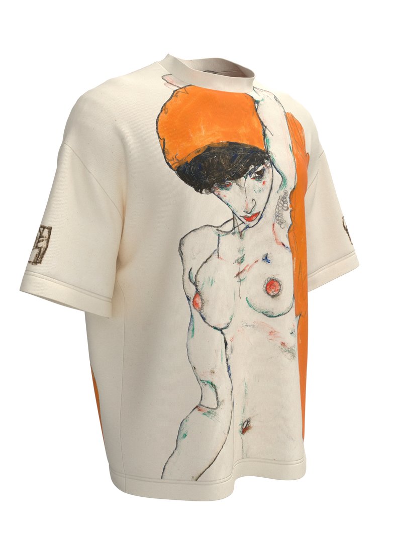 T-shirt - Standing Nude with Orange Drapery