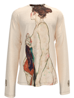 Longsleeve - Standing Nude woman with a Patterned Robe