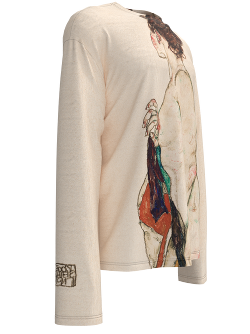 Longsleeve - Standing Nude woman with a Patterned Robe