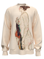 Sweatshirt - Standing Nude woman with a Patterned Robe