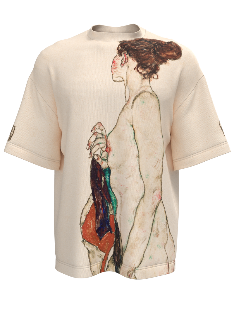 T-shirt - Standing Nude woman with a Patterned Robe