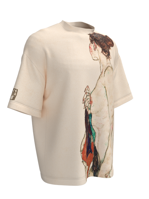 T-shirt - Standing Nude woman with a Patterned Robe