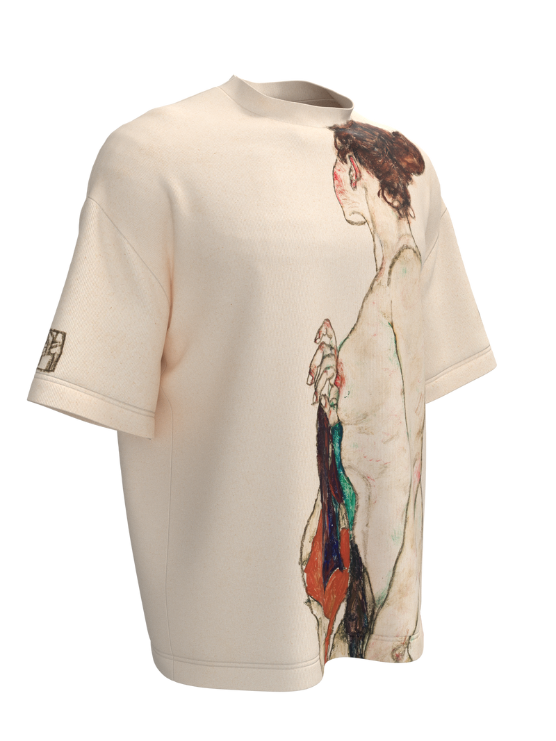 T-shirt - Standing Nude woman with a Patterned Robe