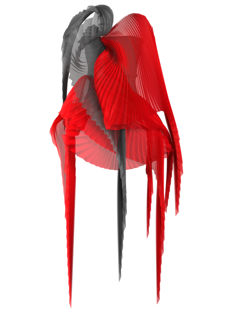 Pleated wings red/black