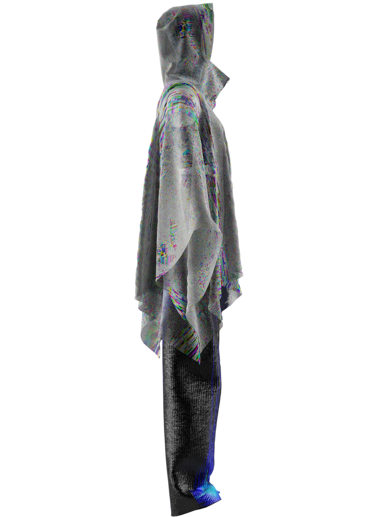 GRADIENT NOISE PONCHO WITH SPACE TEXTURED PANTS