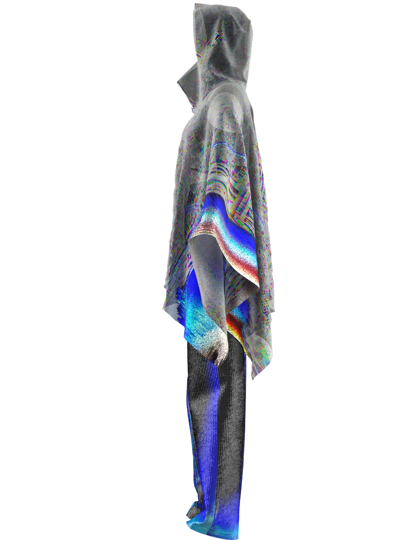 GRADIENT NOISE PONCHO WITH SPACE TEXTURED PANTS