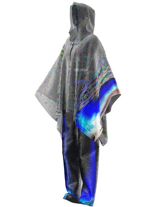 GRADIENT NOISE PONCHO WITH SPACE TEXTURED PANTS