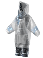 PANELKA PRINT JUMPSUIT AND TRANSPARENT RAINCOAT