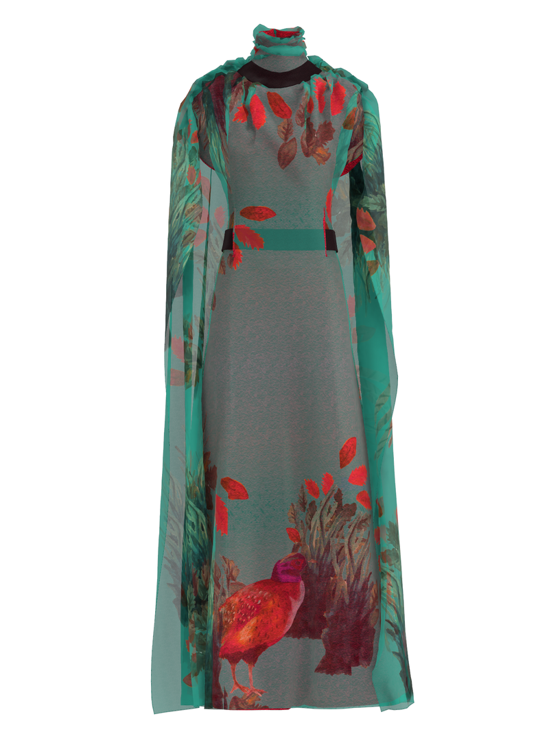 Pheasant Print Gown