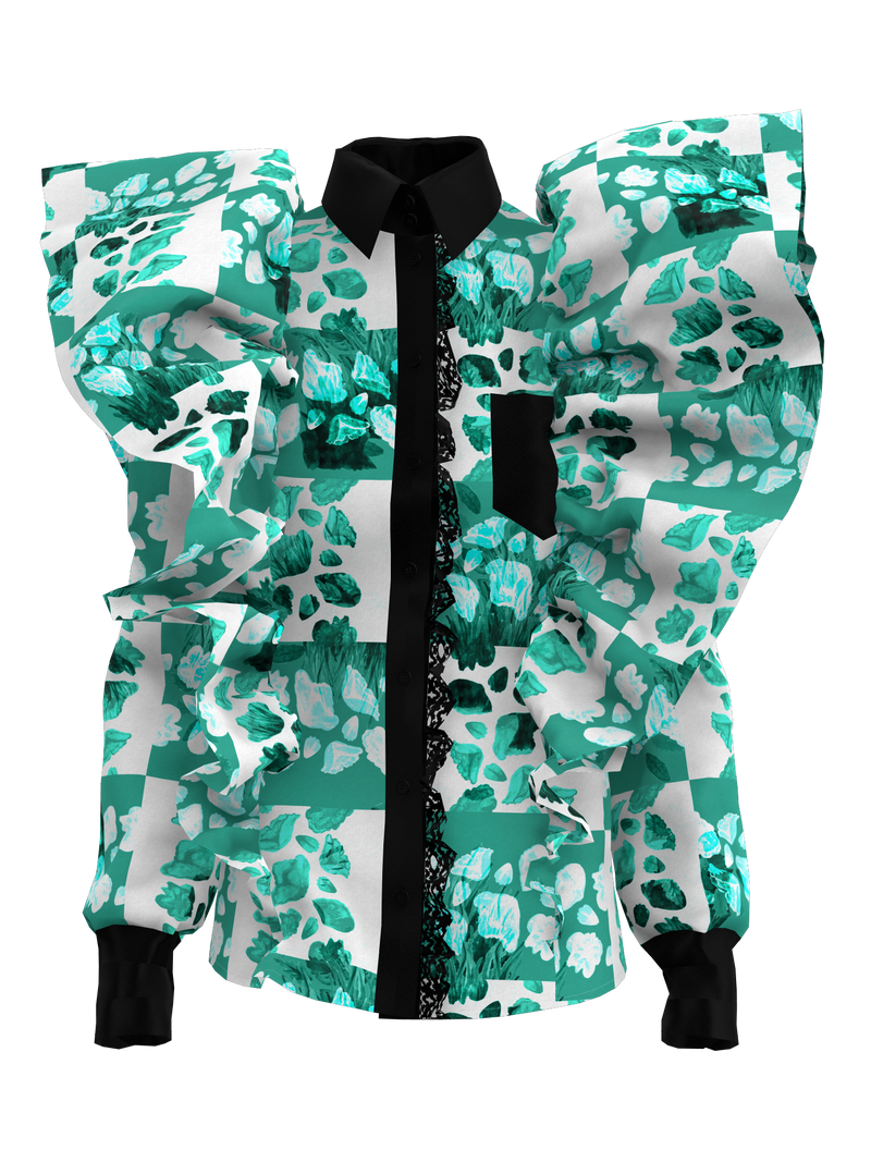 Printed Ruffle Shirt