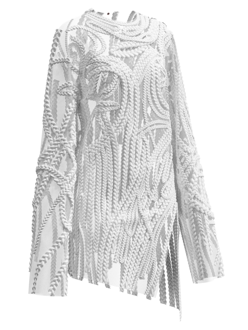 White hand braided sweater