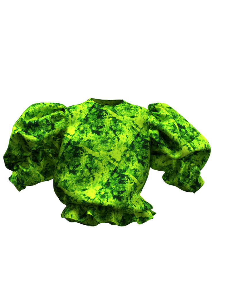 TIE-DYE TOP BRIGHT GREEN