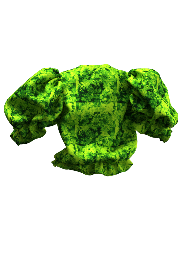TIE-DYE TOP BRIGHT GREEN