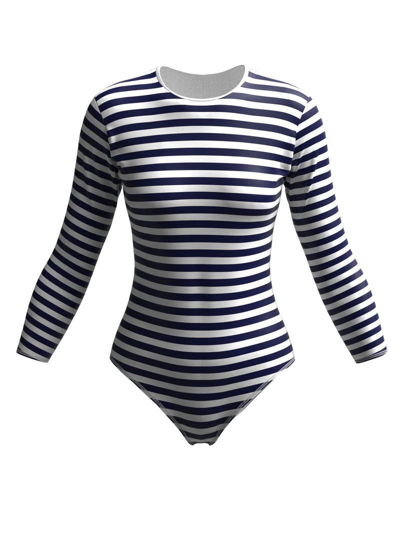 I Love to love Striped Object Long-Sleeved Swimsuit