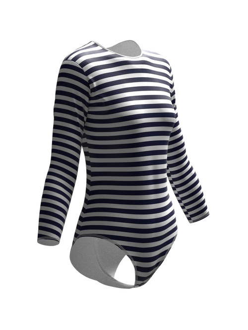 I Love to love Striped Object Long-Sleeved Swimsuit