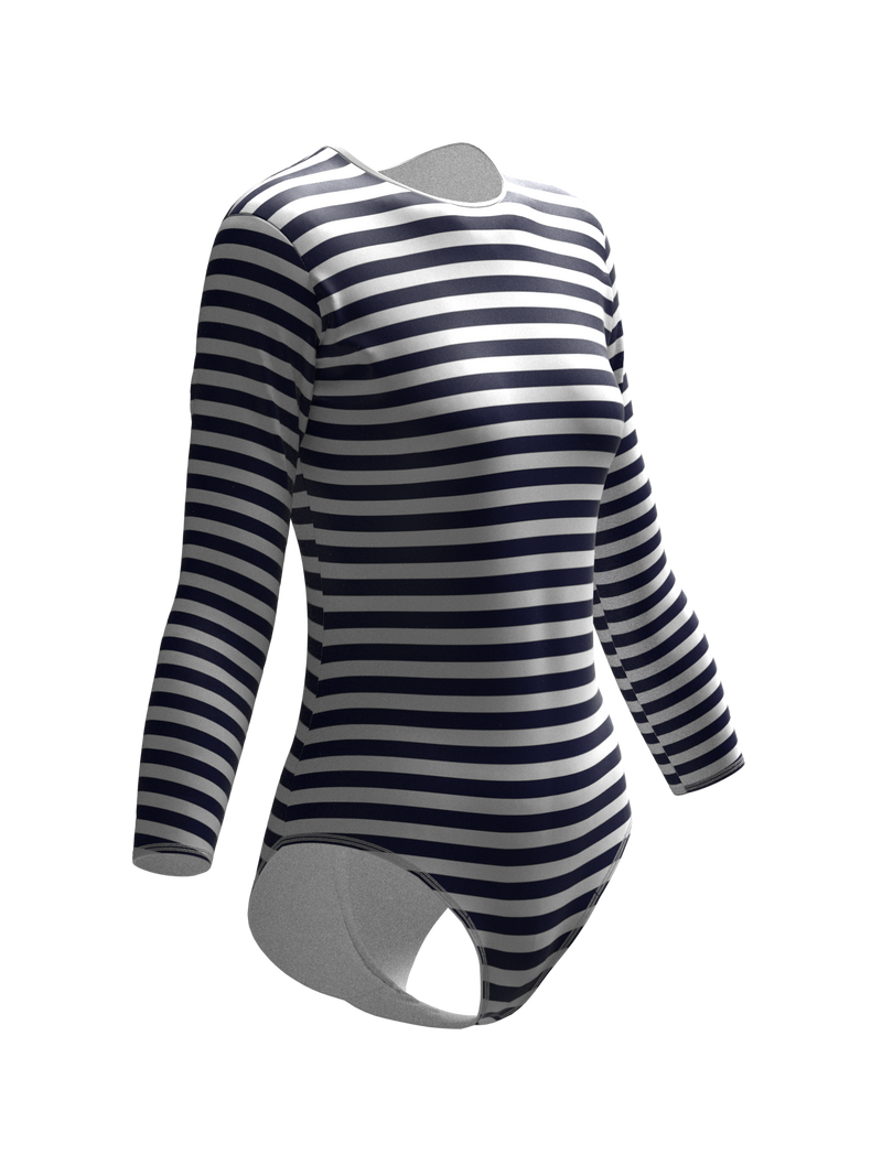 I Love to love Striped Object Long-Sleeved Swimsuit