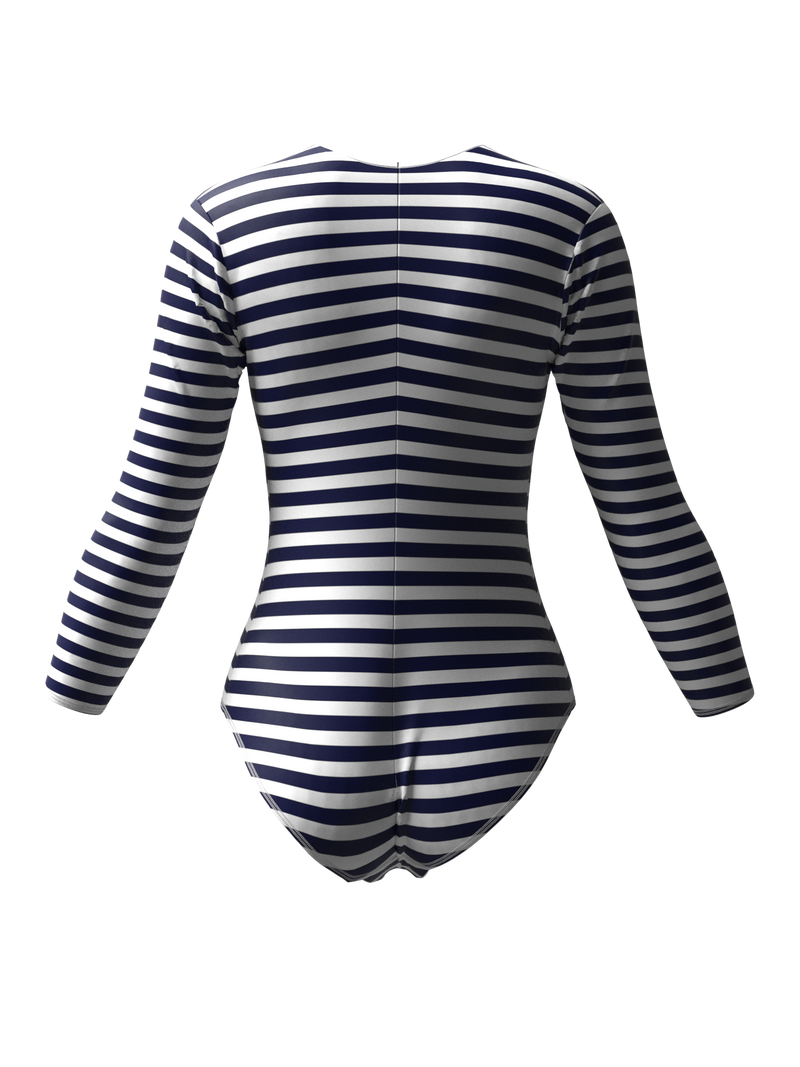 I Love to love Striped Object Long-Sleeved Swimsuit