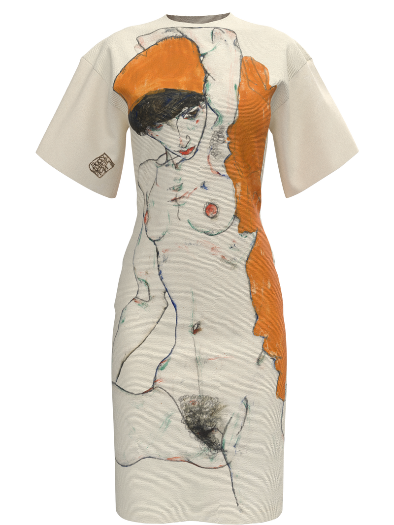 Dress - Standing Nude with Orange Drapery