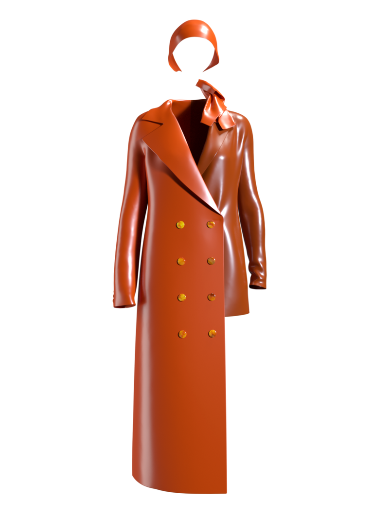 Amber buttoned asymmetric orange suit