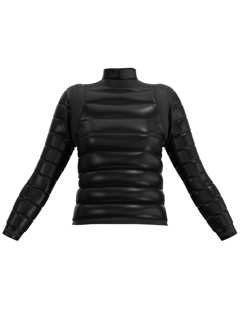 Puffer jacket with shoulder detail black