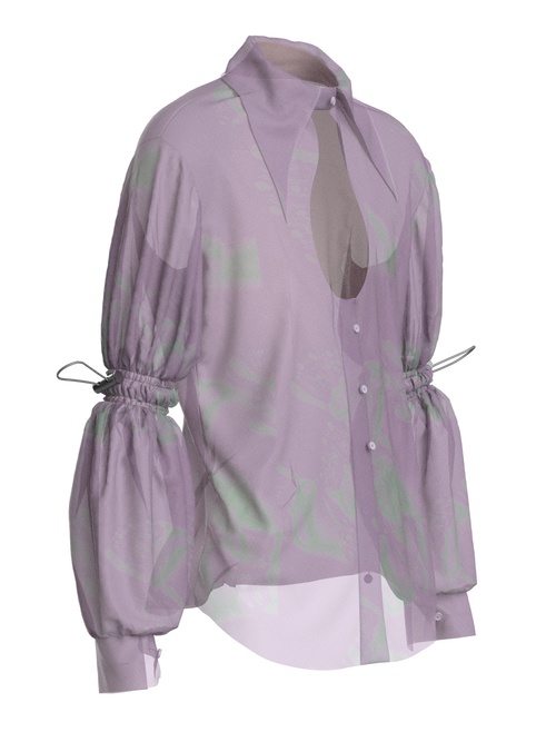 Transparent Silk Open Front Disco Shirt