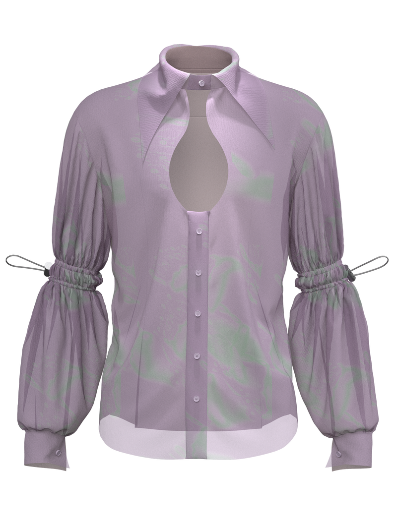 Transparent Silk Open Front Disco Shirt