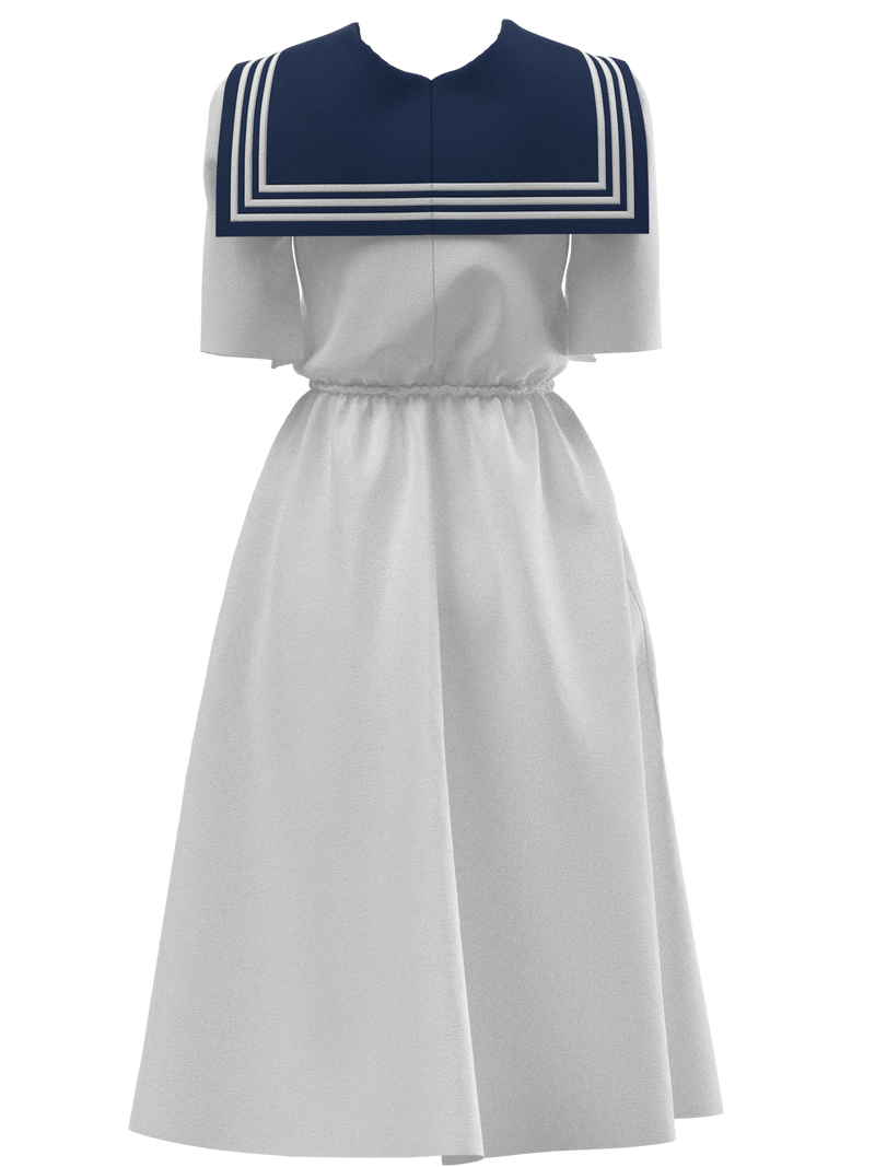 white sailor dress SS 1968 Norman Norell 1 x Women Dress Care Instructions White Sailor Dress (Size 3)