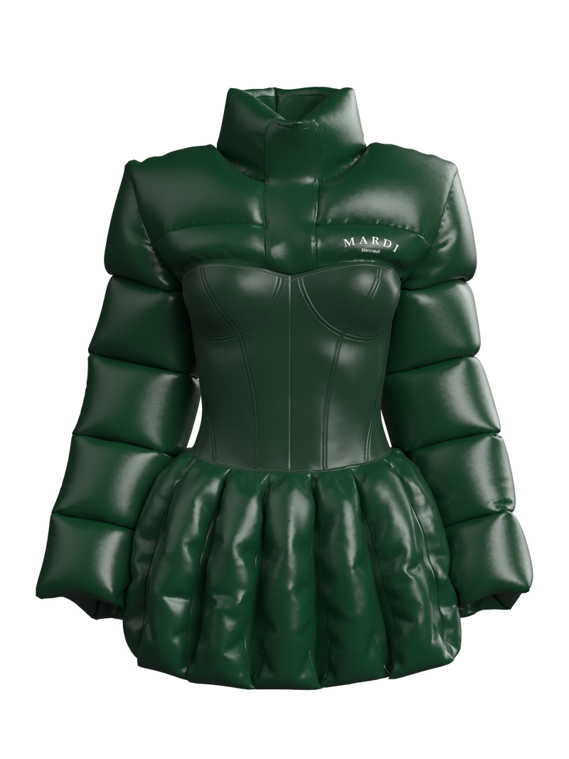 Corset Puffy Jacket GREEN