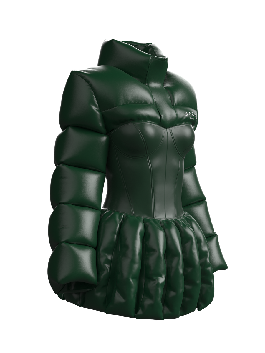 Corset Puffy Jacket GREEN – DRESSX / More Dash Inc. dba DRESSX